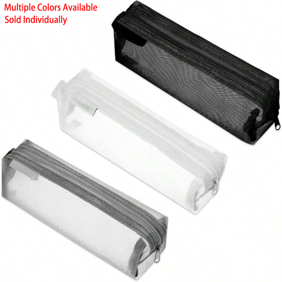 Clear Mesh Pencil Pouch For Exam - Estojo Transparente de Malha para Exames,