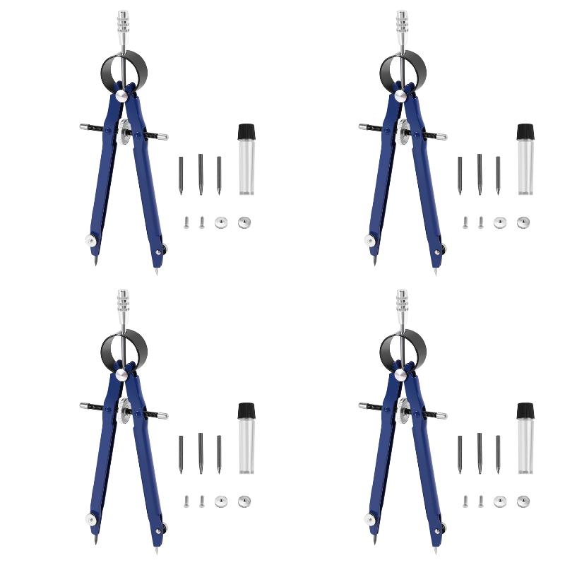 Math Geometry Set With Compass - Kit com 4 Compassos Profissionais, Conjunto