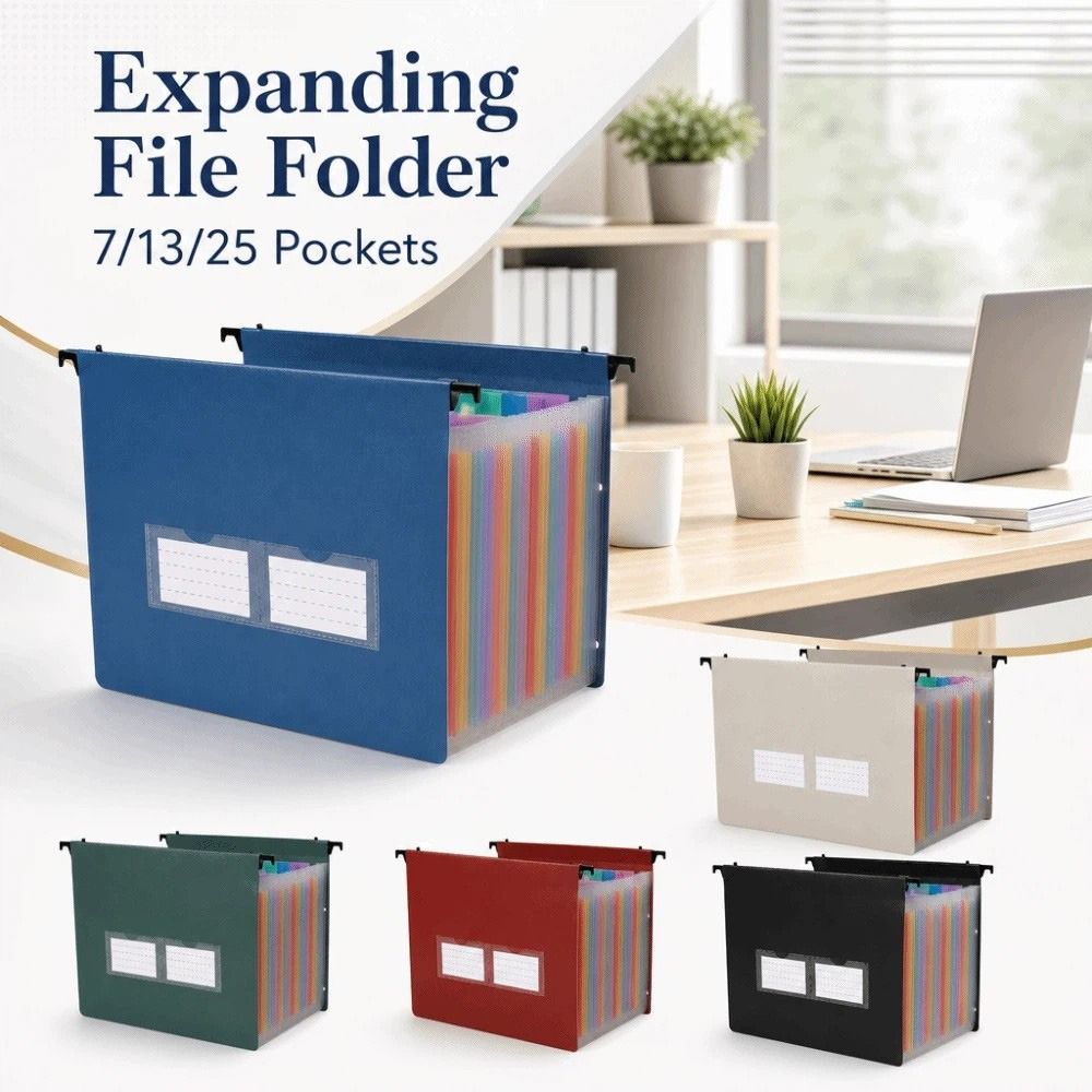 Expandable Accordion File Folder 13 Pockets - Pasta Expansível com 7/13/25 Bolsos, Pasta