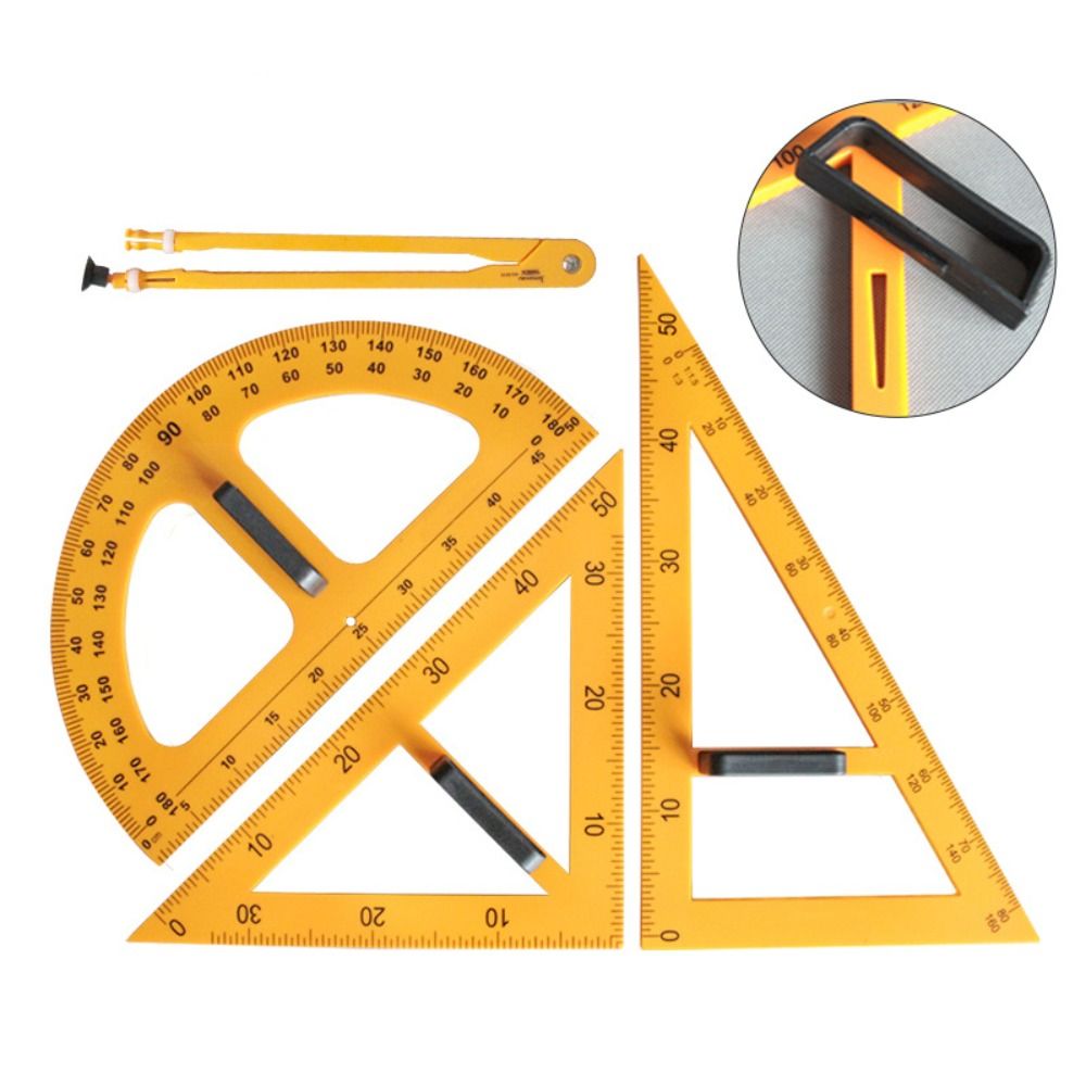 Math Geometry Set With Compass - Régua Triangular Grande e Durável, Conjunto