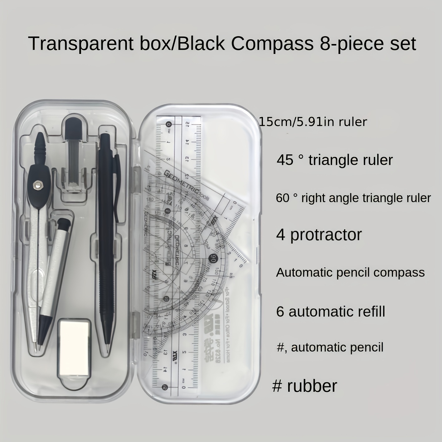 Conjunto de bússola e régua, k - Math Geometry Set With Compass avaliação e preço