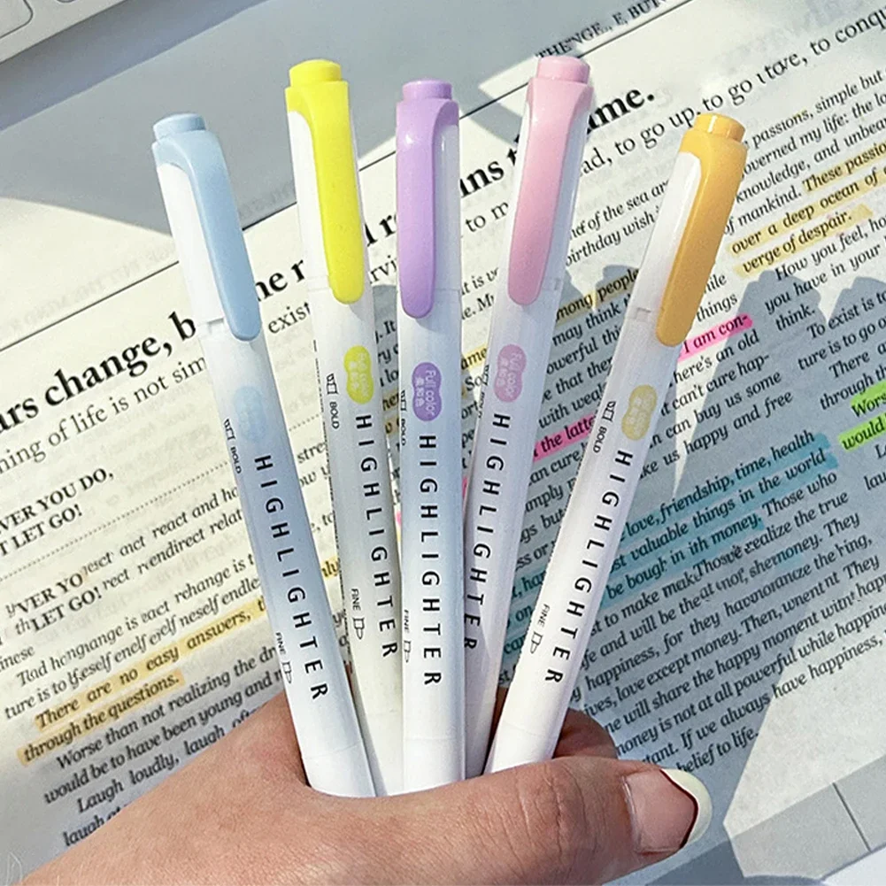 5 pçs marcadores pastel cores  - Pastel Highlighter Set Double Ended avaliação e preço