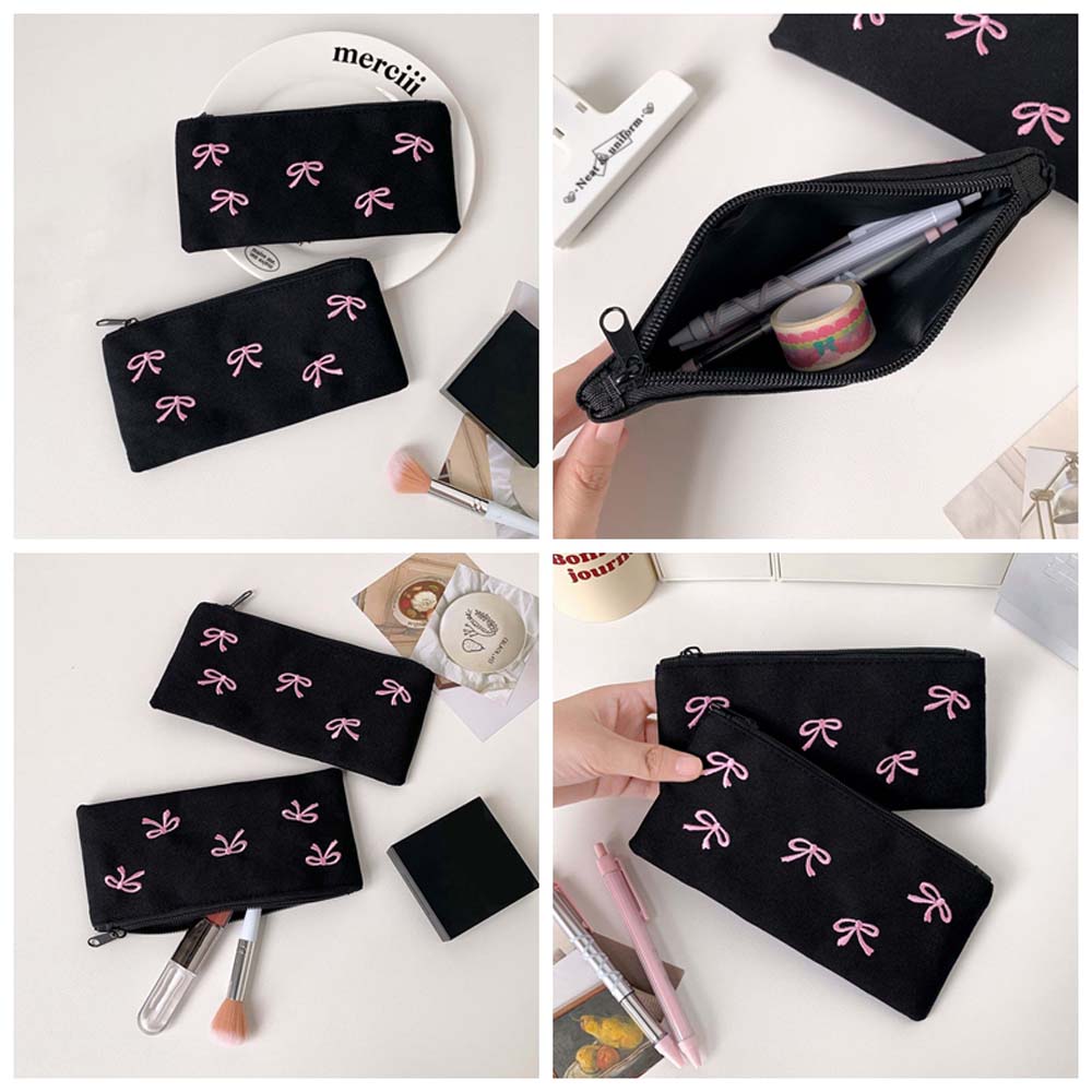 Bowknot arco saco de papelaria - Aesthetic Large Pencil Case Pouch avaliação e preço