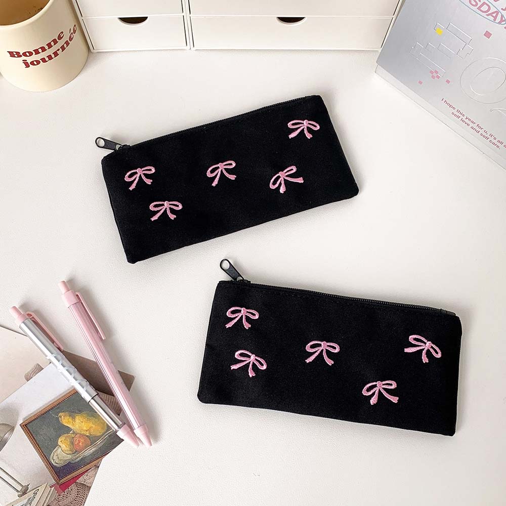 Bowknot arco saco de papelaria - Aesthetic Large Pencil Case Pouch avaliação e preço