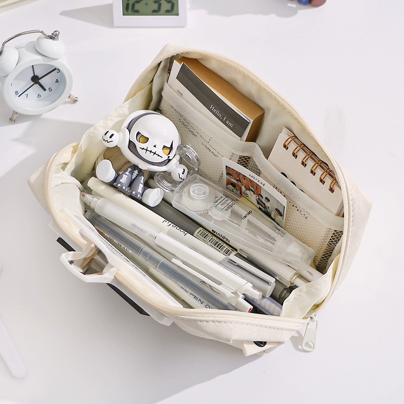 Estojo de Lápis de Couro Creme - Aesthetic Large Pencil Case Pouch avaliação e preço